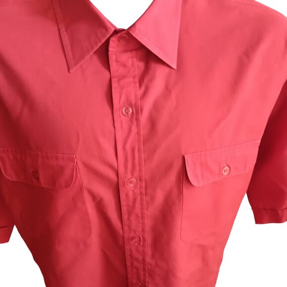 Vintage Men's Tall Large Shirt 1970s Sears Ruby Red Groovy Businessman - Picture 4 of 5